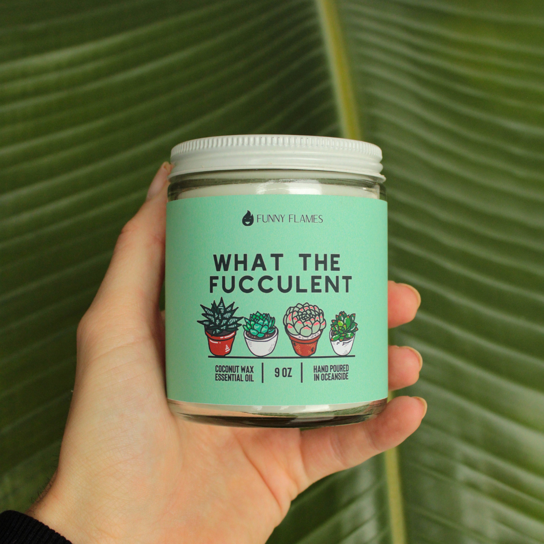 Funny Flames Candle Co - Les Creme - What The Fucculent - Funny Flames Candle - - 4oz