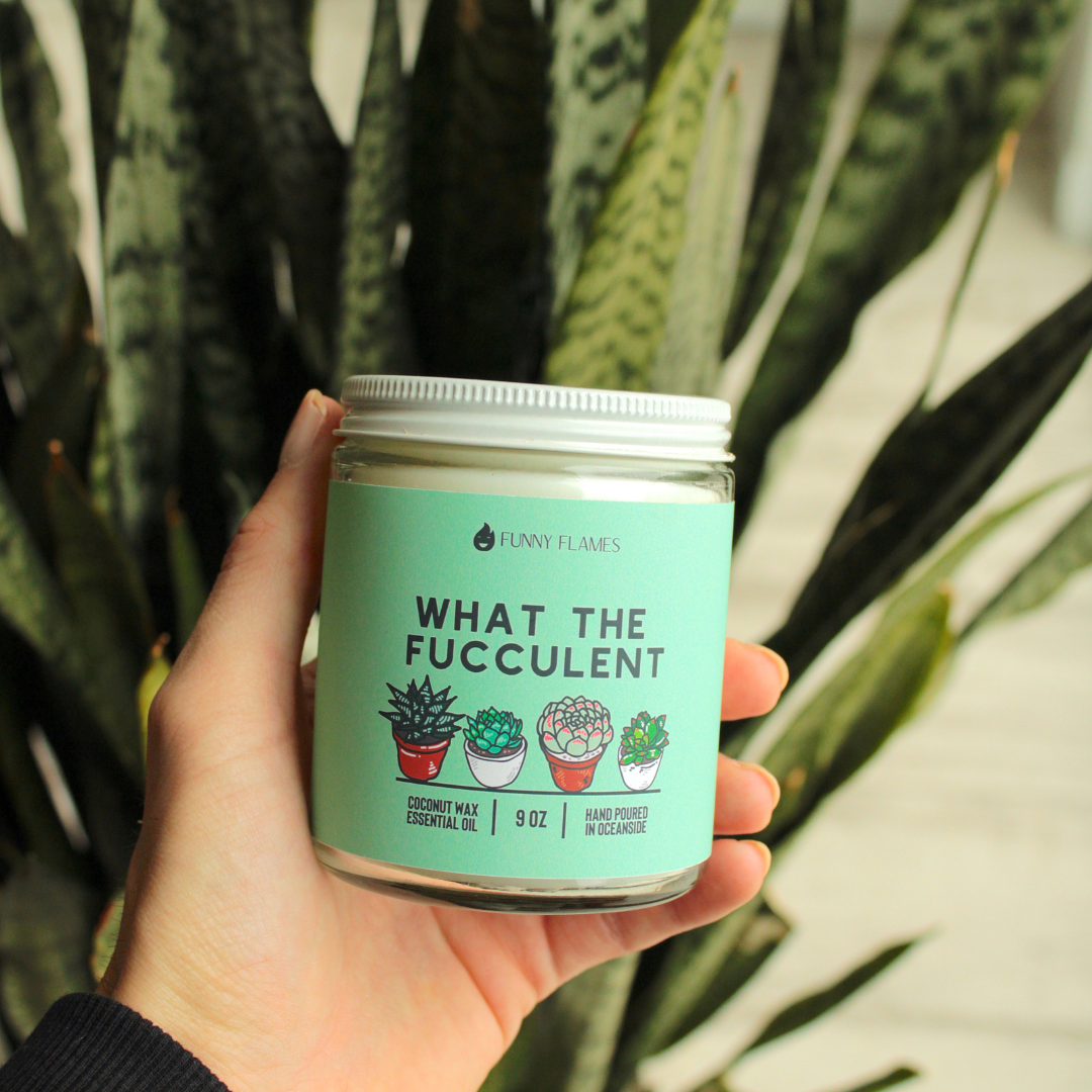 Funny Flames Candle Co - Les Creme - What The Fucculent - Funny Flames Candle - - 4oz