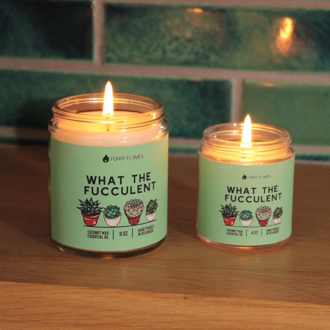 Funny Flames Candle Co - Les Creme - What The Fucculent - Funny Flames Candle - - 4oz