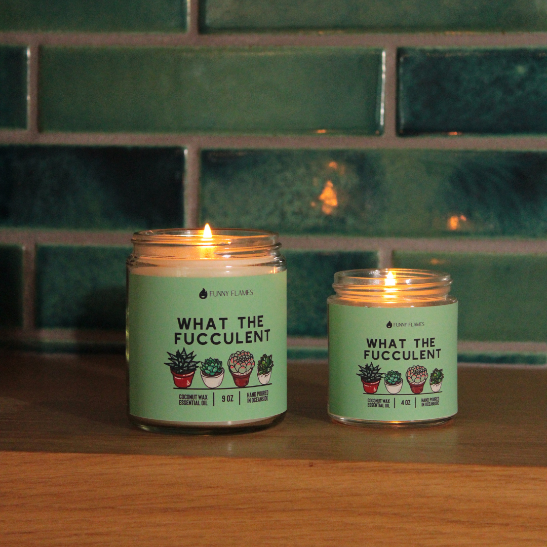 Funny Flames Candle Co - Les Creme - What The Fucculent - Funny Flames Candle - - 4oz