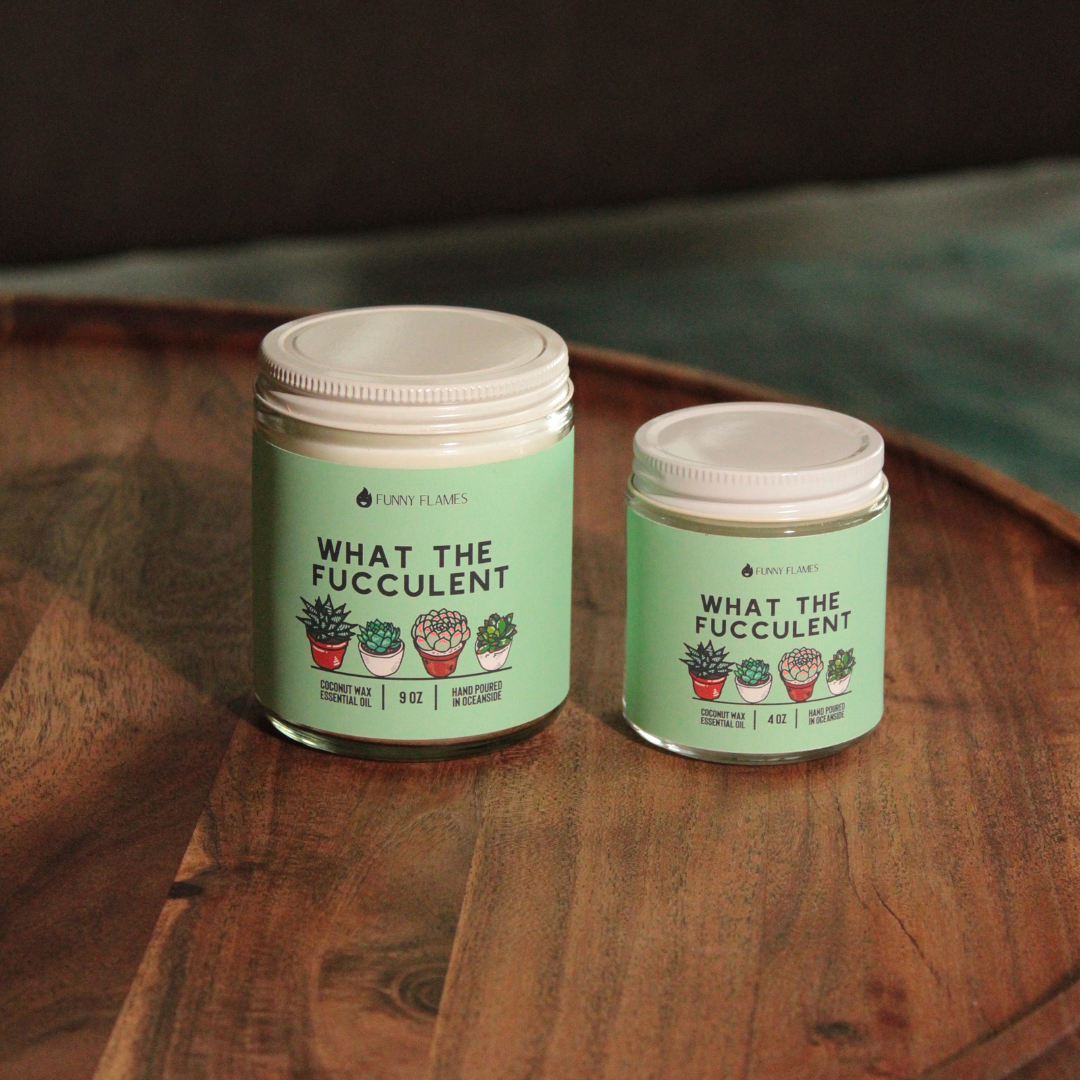 Funny Flames Candle Co - Les Creme - What The Fucculent - Funny Flames Candle - - 4oz