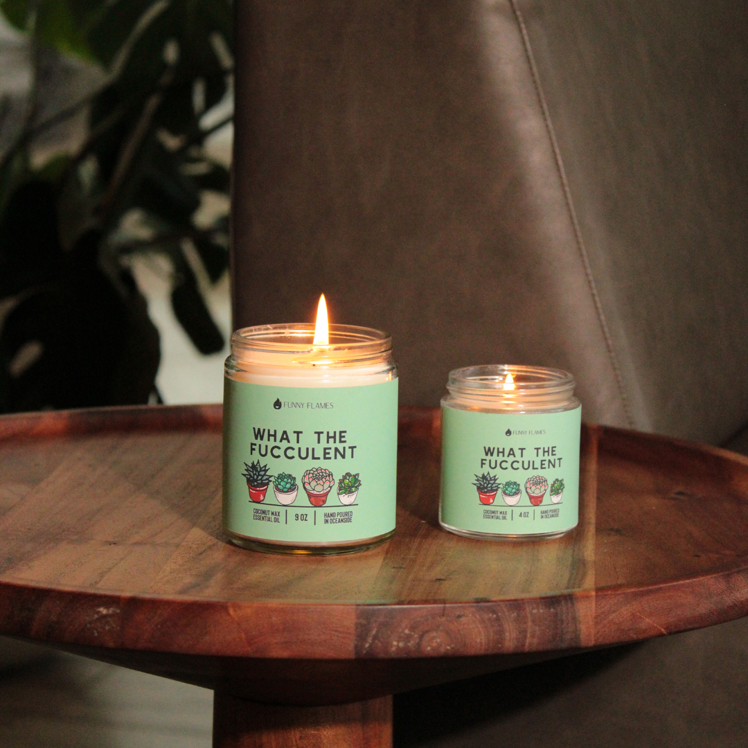 Funny Flames Candle Co - Les Creme - What The Fucculent - Funny Flames Candle - - 4oz