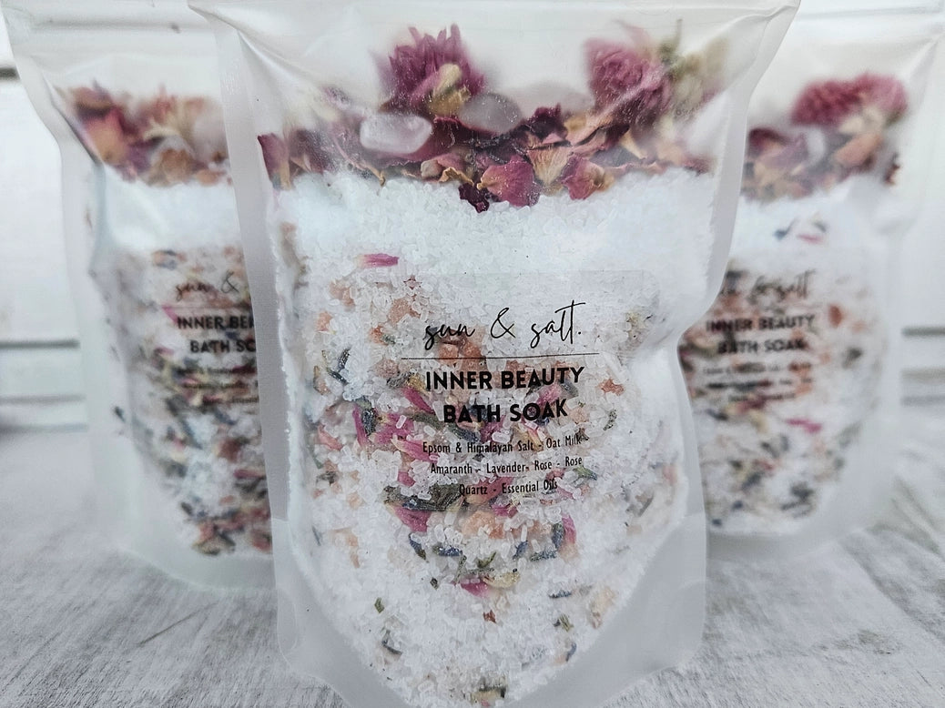 Lux & Lou -INNER BEAUTY Bath Soak with ROSE QUARTZ - Bath Salt - Bath Soak- Bath Salts - Bath Tea