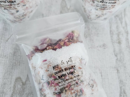 Lux & Lou -INNER BEAUTY Bath Soak with ROSE QUARTZ - Bath Salt - Bath Soak- Bath Salts - Bath Tea