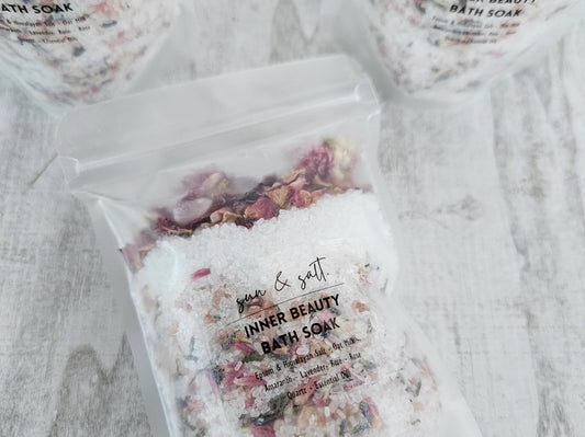 Lux & Lou -INNER BEAUTY Bath Soak with ROSE QUARTZ - Bath Salt - Bath Soak- Bath Salts - Bath Tea
