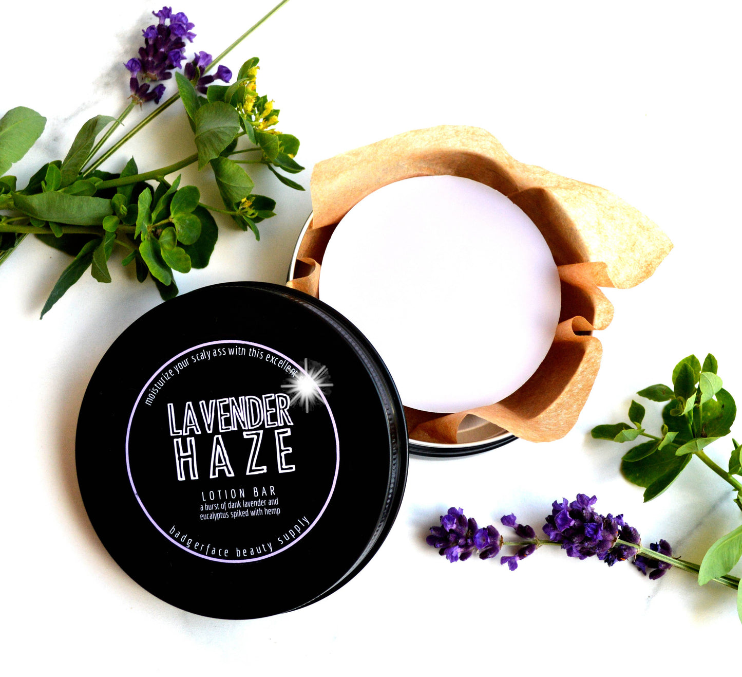 Lavender Haze Lotion Bar. Shea Butter Lotion. Zero Waste Lotion. By Badgerface Beauty Supply